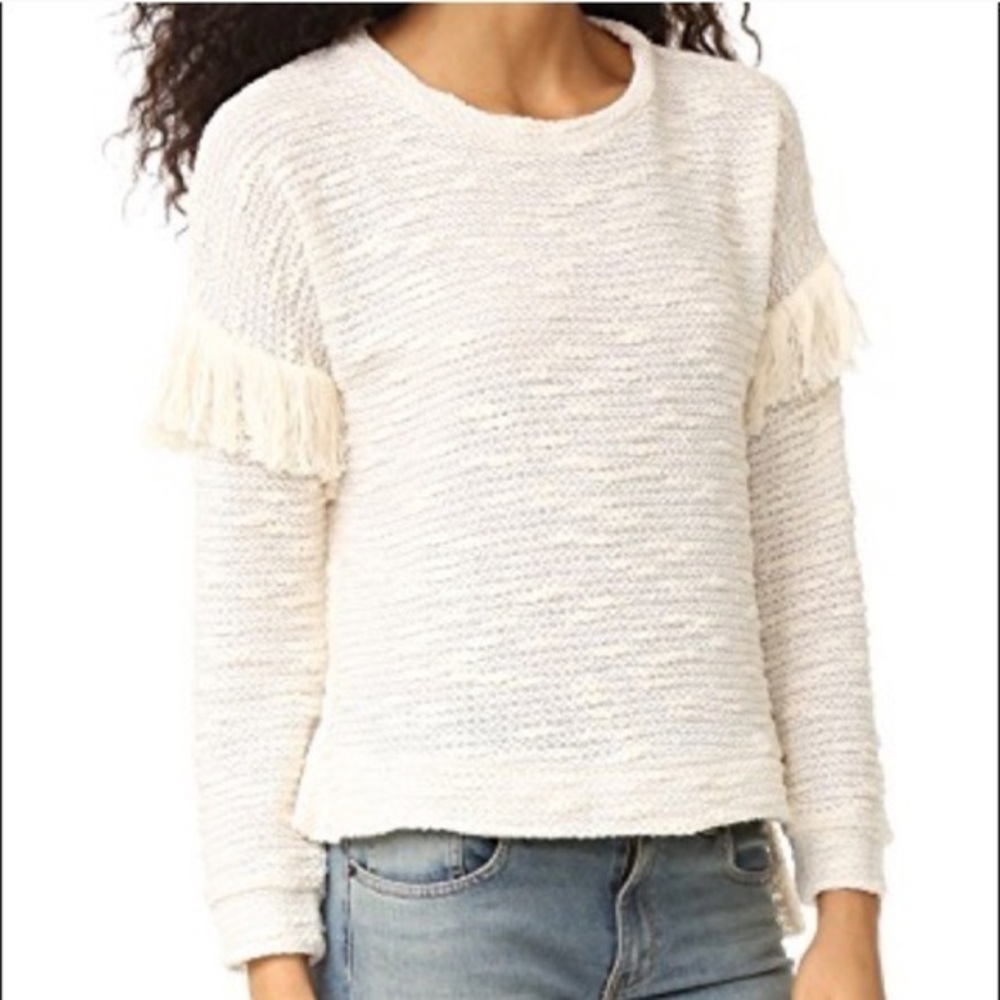 Maven West Fringe Cream Sweater Size Small NWT